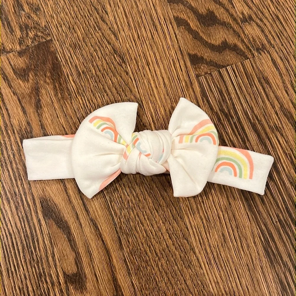 Baby girl rainbow print bow headband